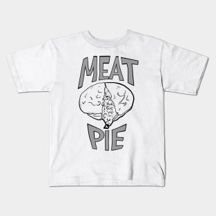 Meat pie - black and white - line work - graphic text Kids T-Shirt